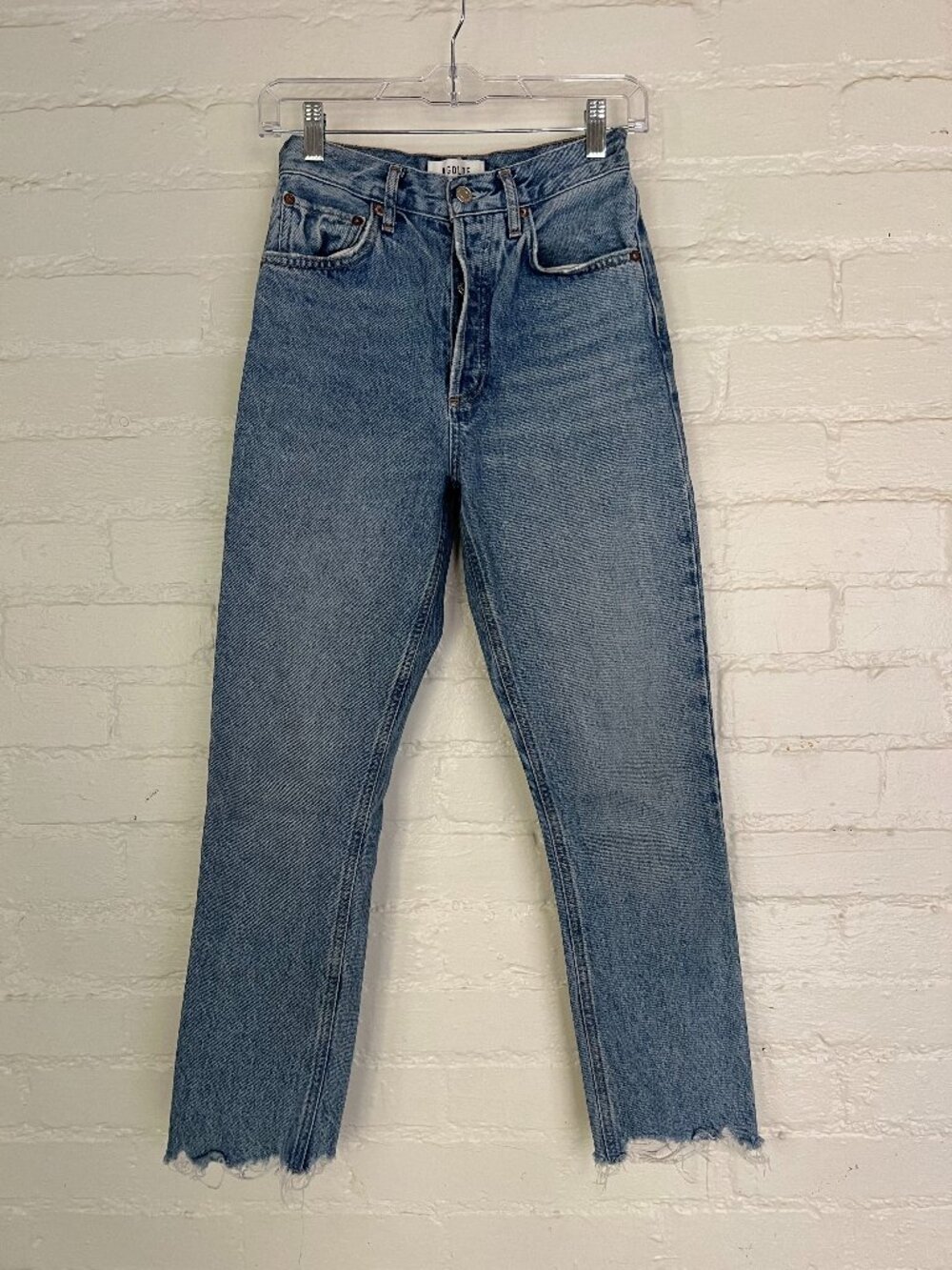 AGOLDE Riley Crop 100% Cotton Button Fly Denim Jeans High Rise Women's Size 24